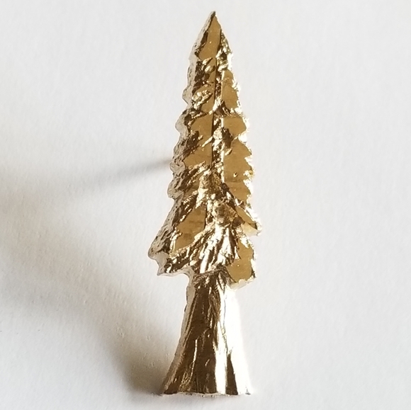 Vintage tree pin gold tone brooch spruce redwood pine conifer Christmas - Picture 1 of 8